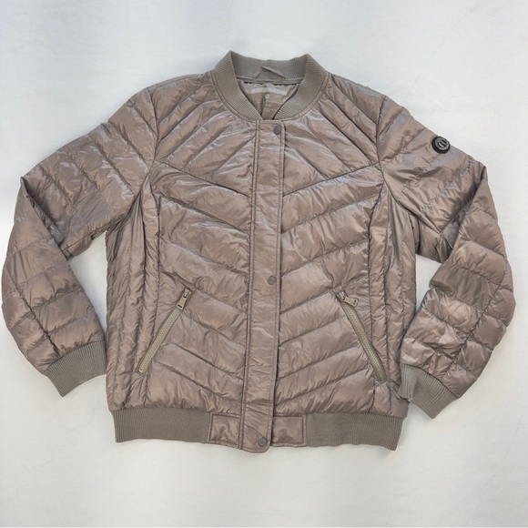 Bernardo Insulated Puffer Bomber Jacket Water Resistant Moonrock Size Large - Picture 4 of 15